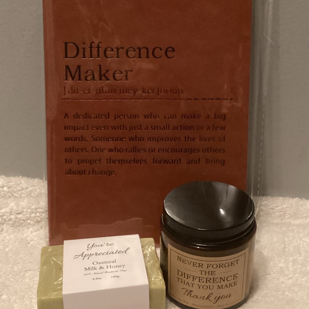 Brown Difference Maker Journal, Candle, and Soap